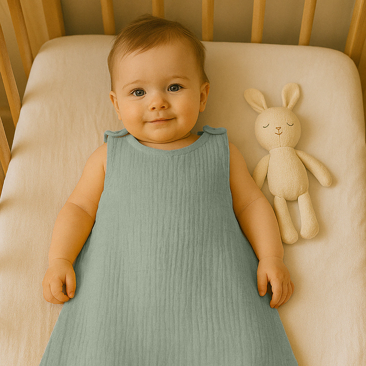 Organic Cotton Summer Sleeping Bag - Green