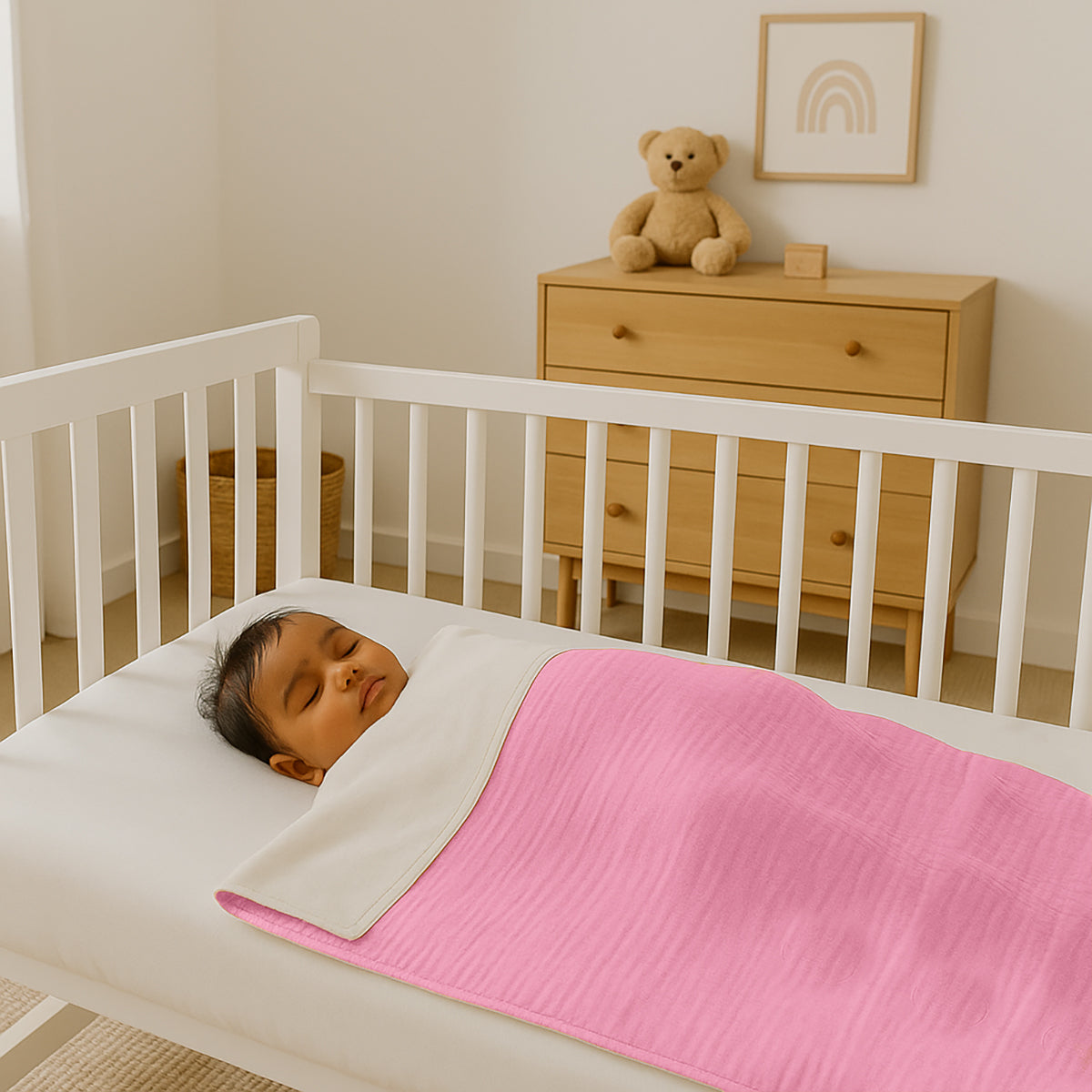Organic Cotton Fleece Blanket -  Pink