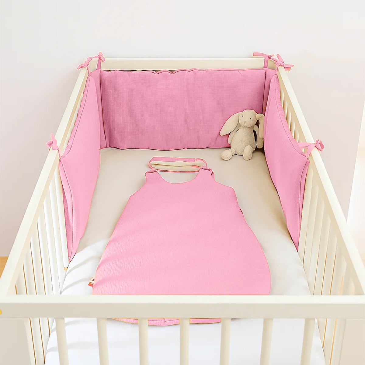 Organic Cotton Cot Bumper - Pink