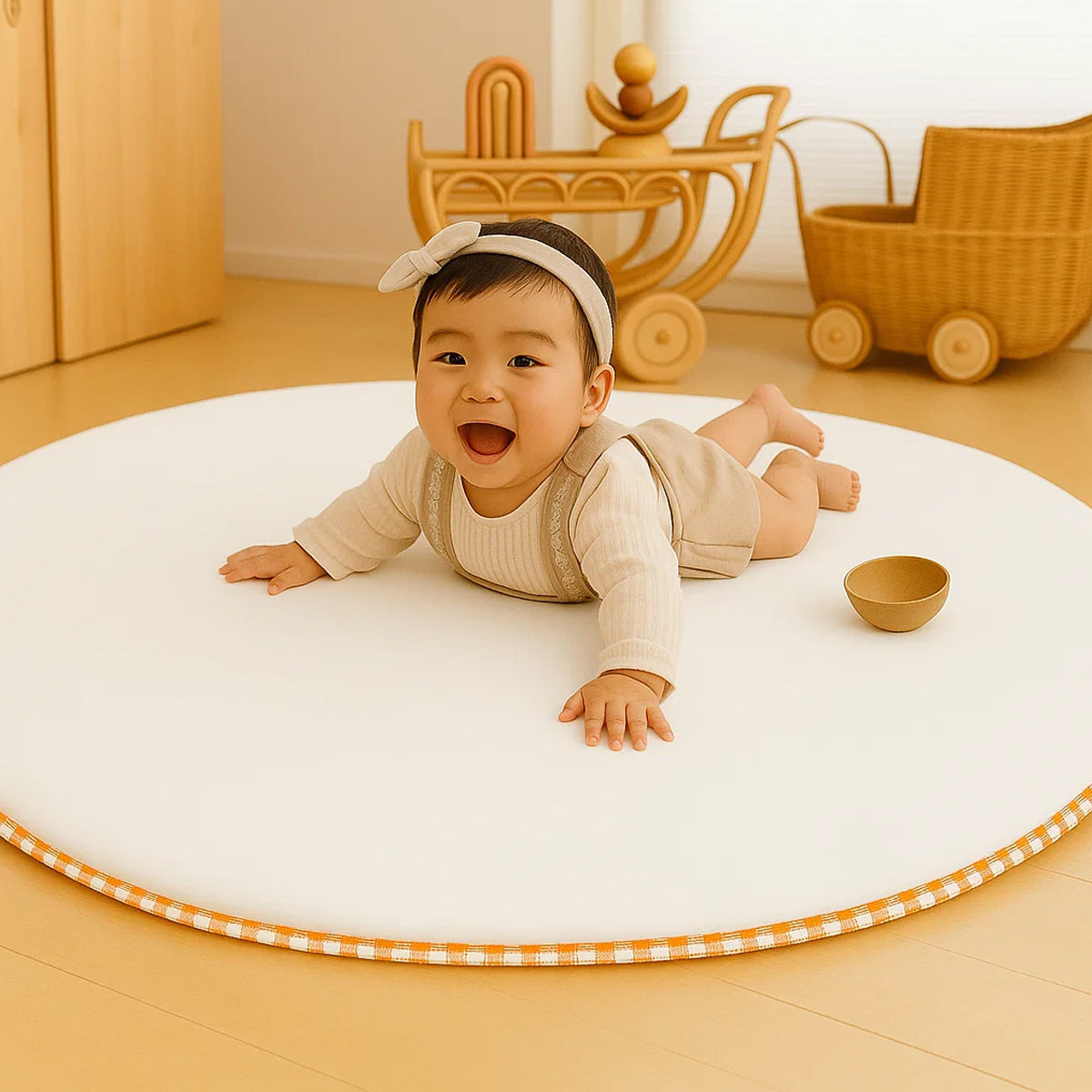 Organic Cotton Activity Mat Havane - White