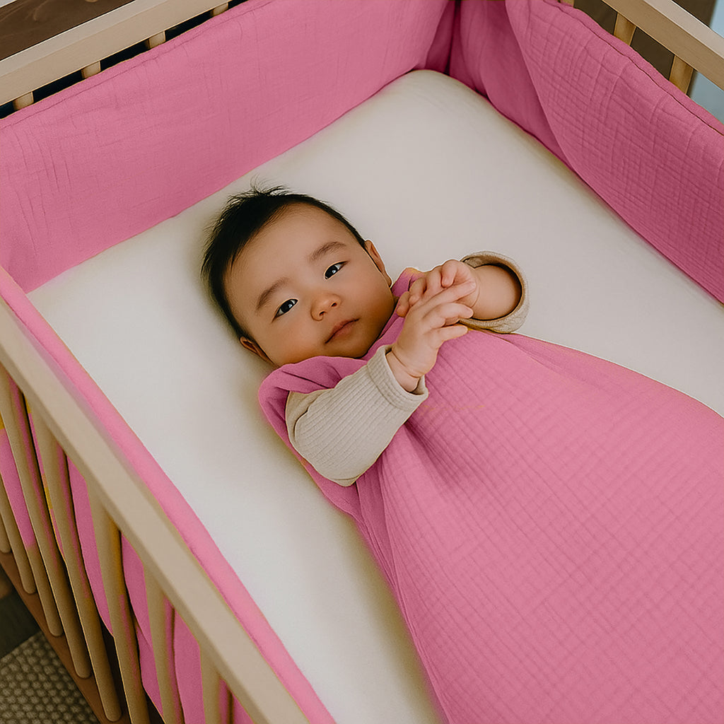 Organic Cotton Cot Bumper - Pink