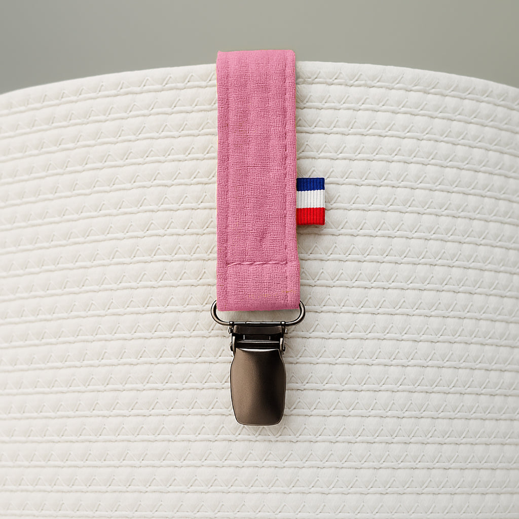 Organic Cotton Pacifier Clip - Pink